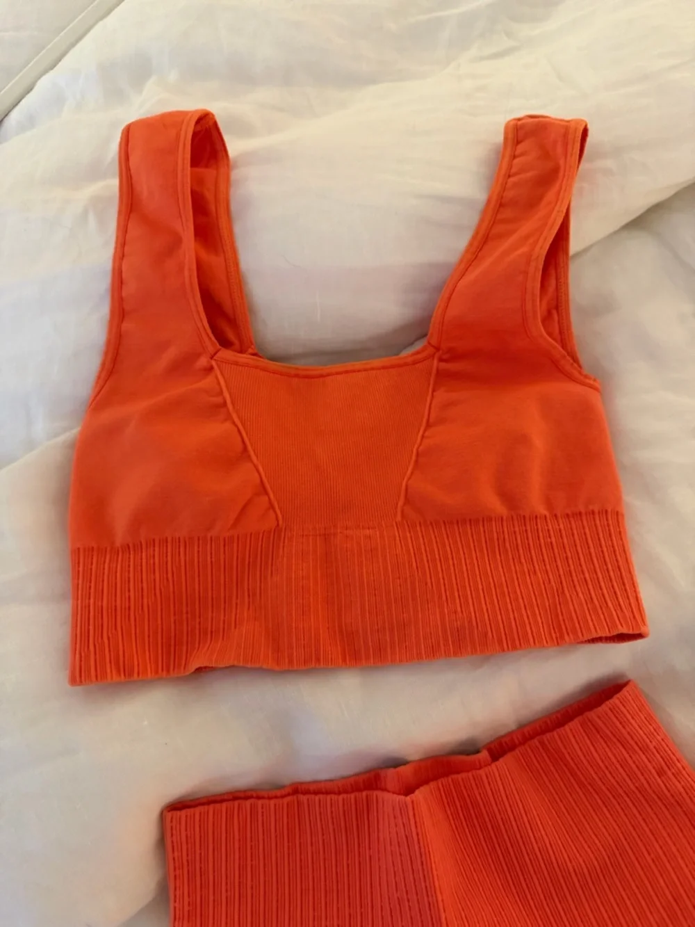 Vibrant Neon Orange Coral Activewear Set - Sports Bra & Leggings - Picture 4 of 8